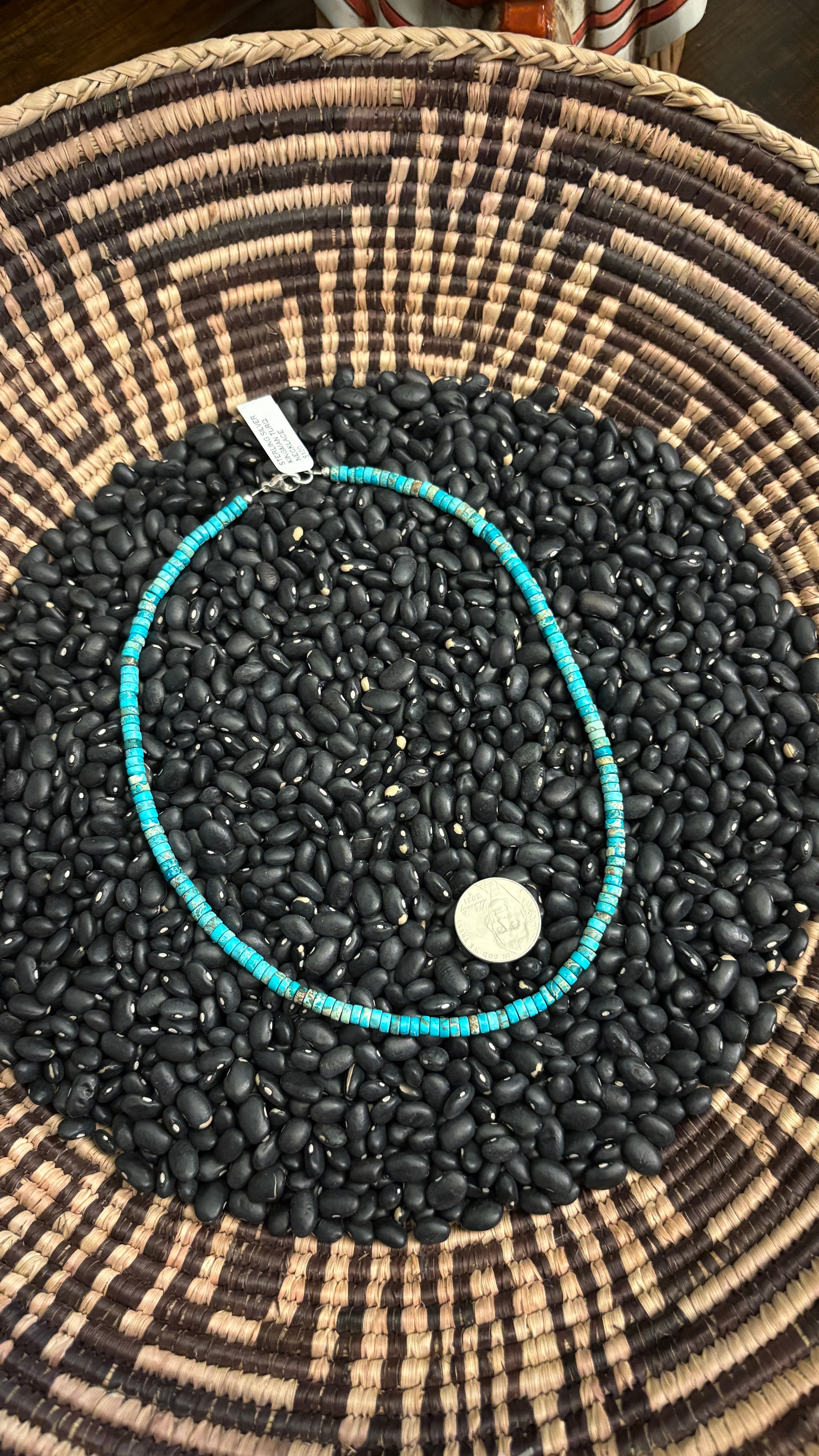 KINGMAN TURQUOISE HEISHI NECKLACE