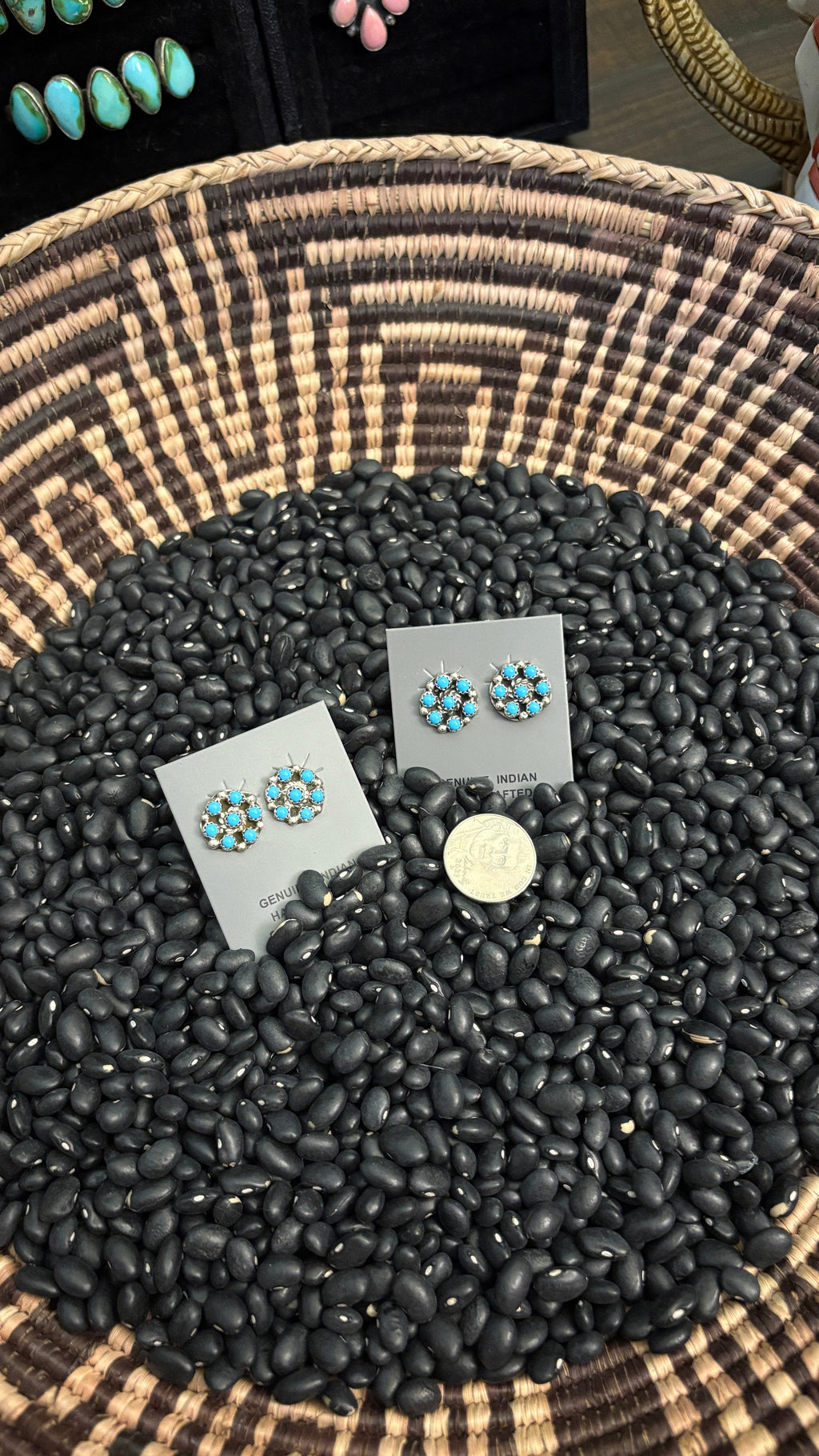 7 STONE ROUND MINI CLUSTER EARRINGS BY FRANCIS YAZZIE