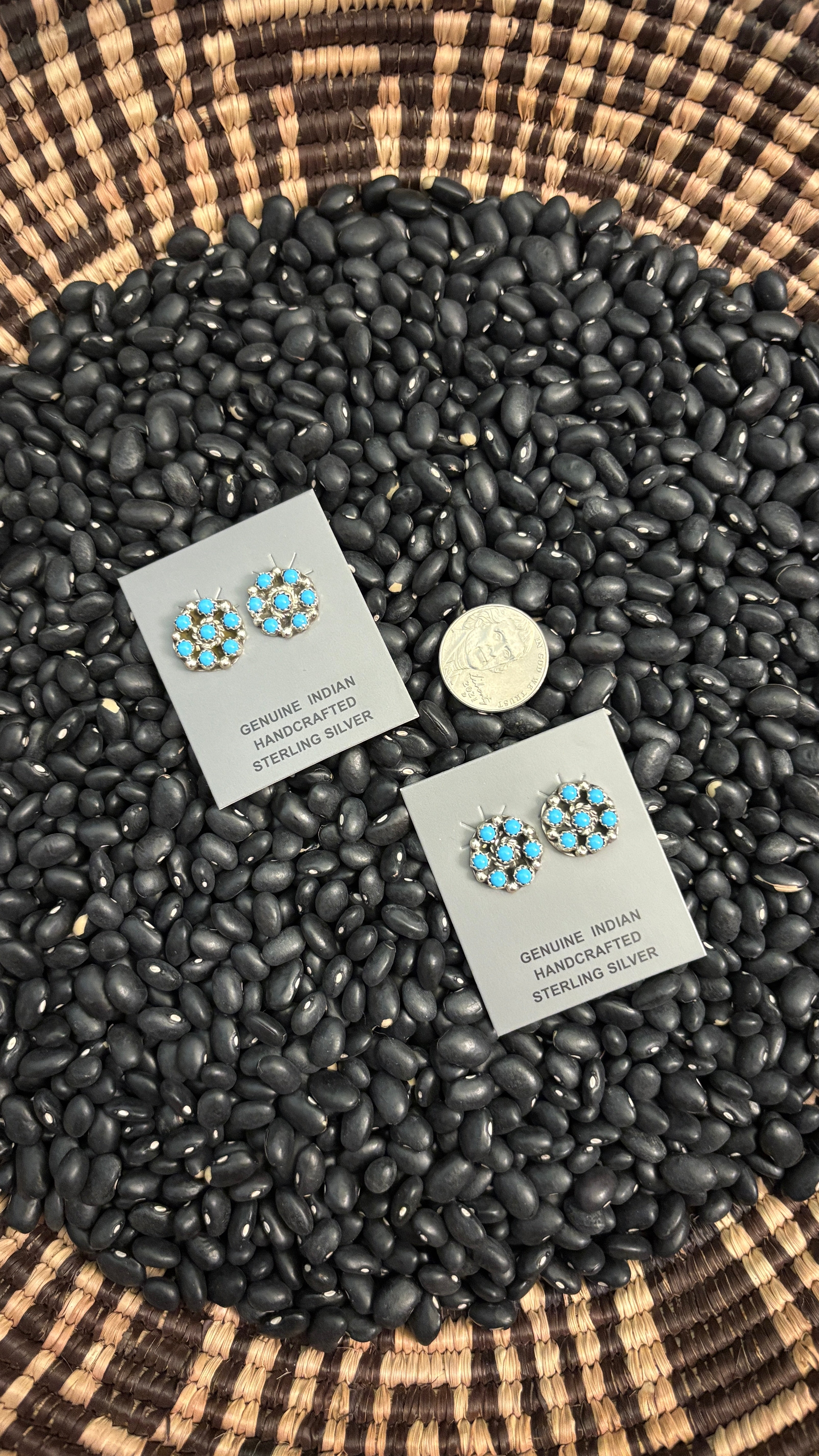 7 STONE ROUND MINI CLUSTER EARRINGS BY FRANCIS YAZZIE